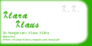klara klaus business card